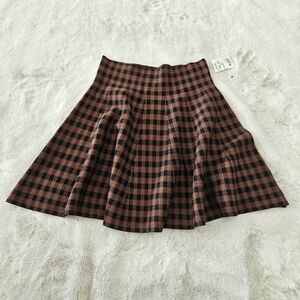 NWT Medium Fit And Flare Mini Skirt Brown And Black Plaid Preppy 90s